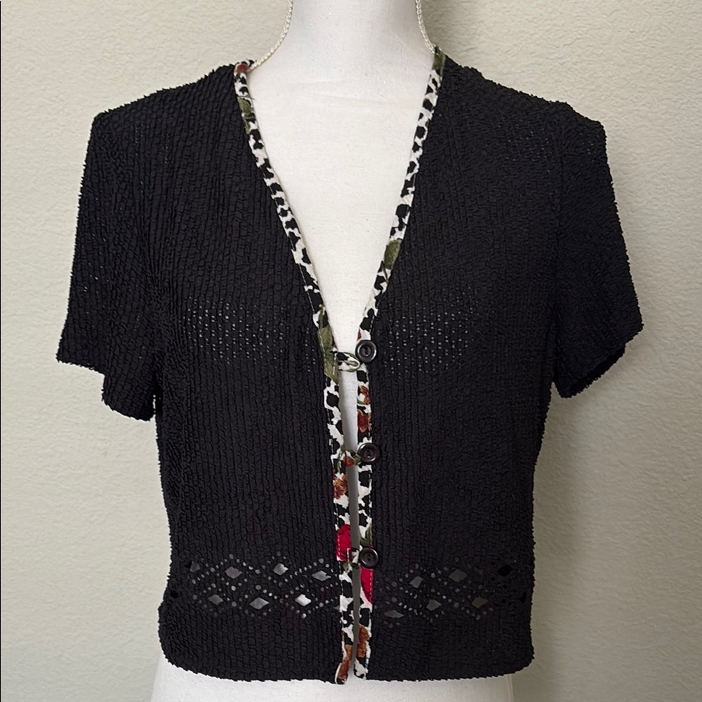 Vintage Black Short Sleeve Cardigan